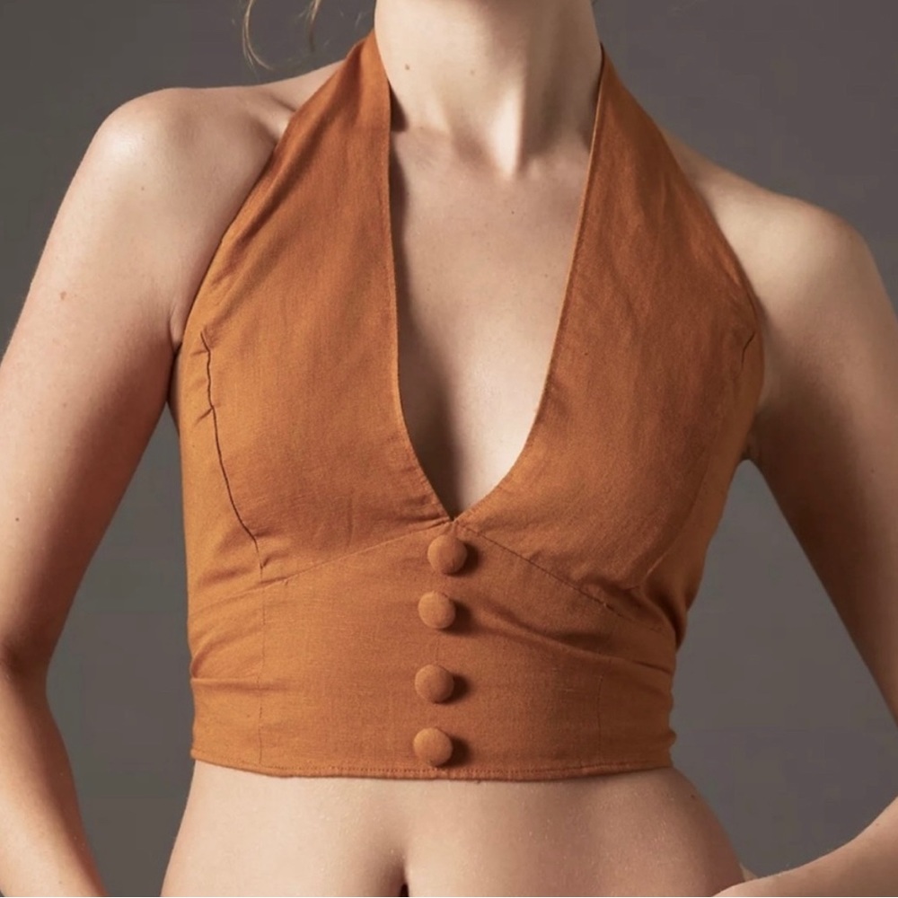 NWT Anthropologie Rust Halter Crop Top
